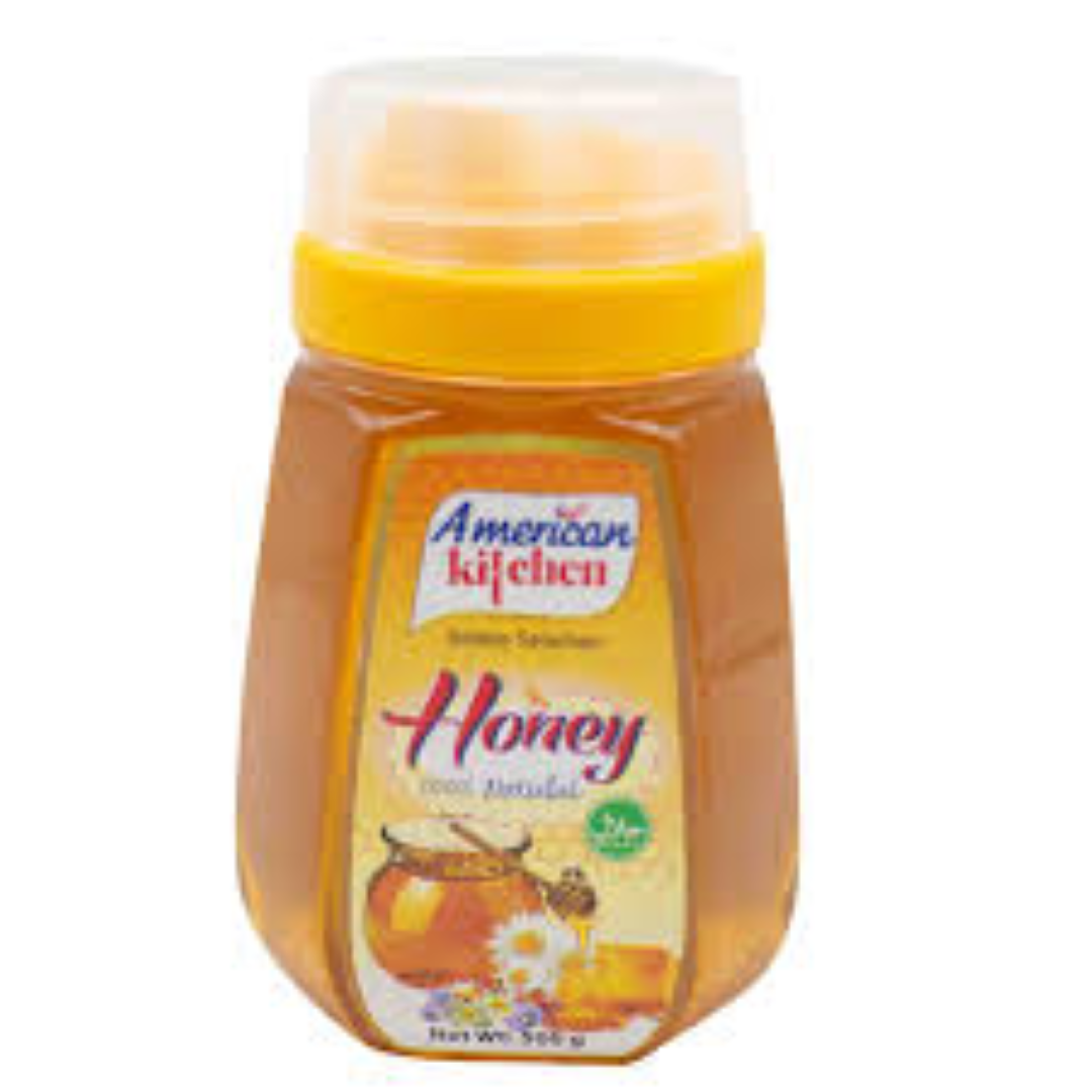 AMERICAN KITCHEN HONEY IN HEX SHAPE PET JAR 500G